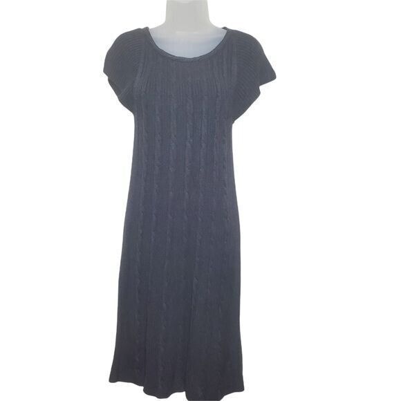 CALVIN‎ KLEIN Sweater Dress Womens SZ M Shift Chunky Cable Knit Gray Maxi Long - Picture 1 of 11